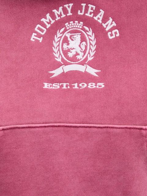 Tommy Jeans bluza bawełniana damska kolor różowy z kapturem z aplikacją DW0DW20311