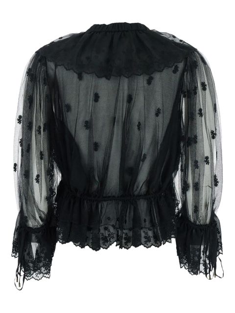 Chloé ruffle-detail sheer blouse - Black - zdjęcie produktu nr 2