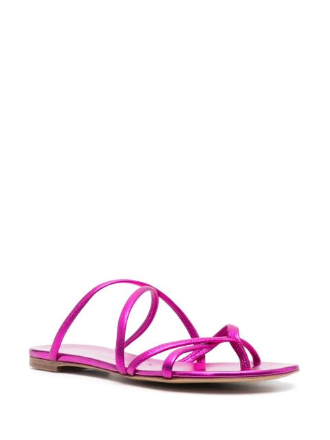Casadei metallic leather slides - Pink