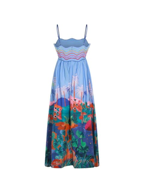 FARM Rio dream landscape embroidered midi dress - Blue - zdjęcie produktu nr 2