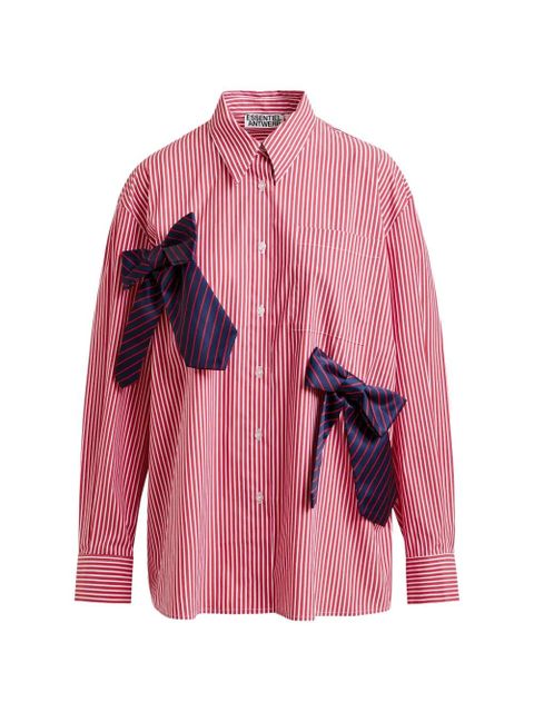Essentiel Antwerp striped bow-appliqué shirt - Red - zdjęcie produktu nr 1