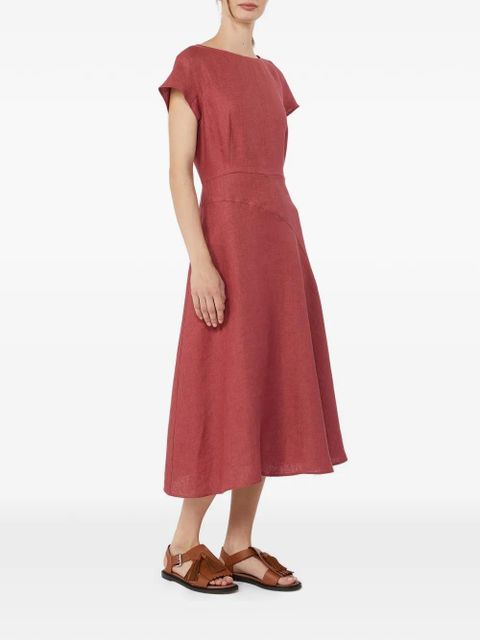 Max Mara belted linen midi dress - Red