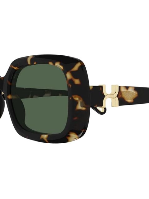 Chloé Eyewear logo-detail geometric-frame sunglasses - Brown