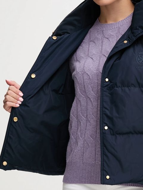 Tommy Hilfiger bezrękawnik puchowy kolor granatowy przejściowy WW0WW46545