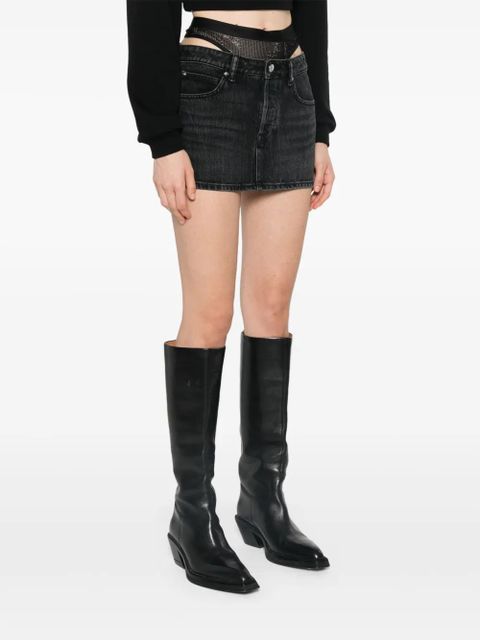 Alexander Wang crystal denim mini skirt - Black