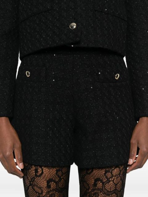 Maje sequin-embellished tweed shorts - Black