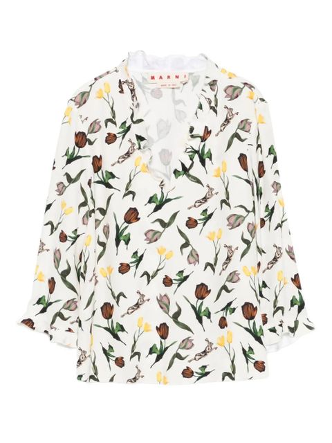Marni floral-print blouse - Neutrals - zdjęcie produktu nr 1