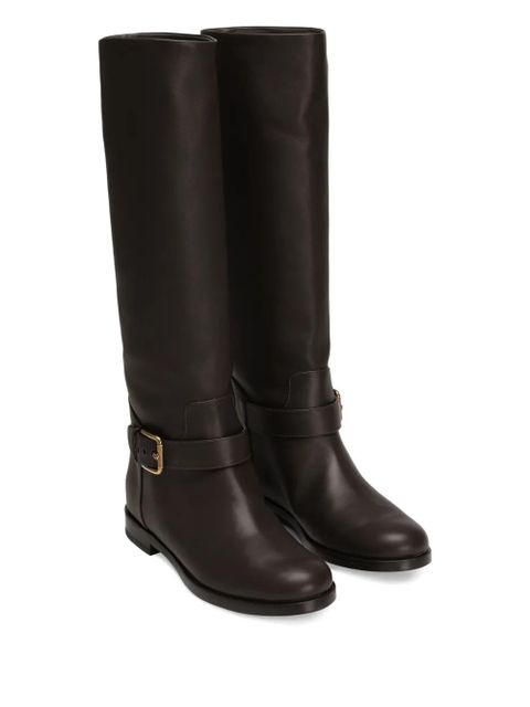 Dolce & Gabbana buckle-strap leather boots - Brown