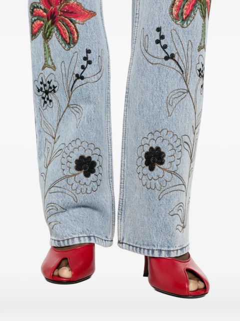 Valentino Garavani floral-embroidery jeans - Blue
