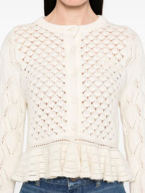 Chloé open-knit ruffled cardigan - Neutrals