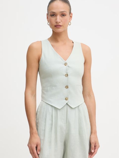 United Colors of Benetton kamizelka jednorzędowa damska lniana - zdjęcie produktu nr 1