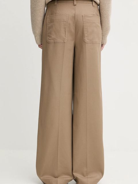 Marc O'Polo spodnie damskie kolor beżowy szerokie high waist 600001910009