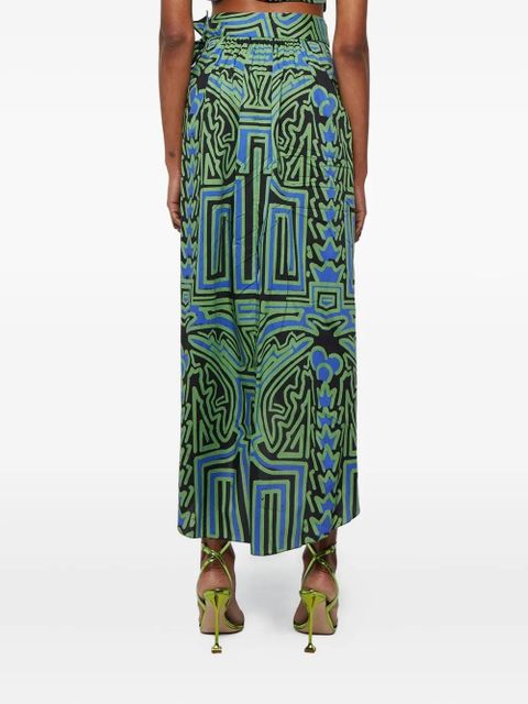 Johanna Ortiz abstract-print wrap midi skirt - Black - zdjęcie produktu nr 2