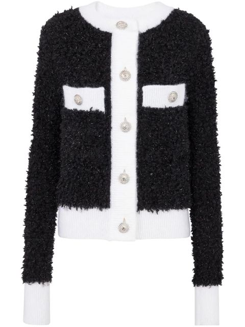 Balmain bouclé contrasting-trim knitted cardigan - Black - zdjęcie produktu nr 1
