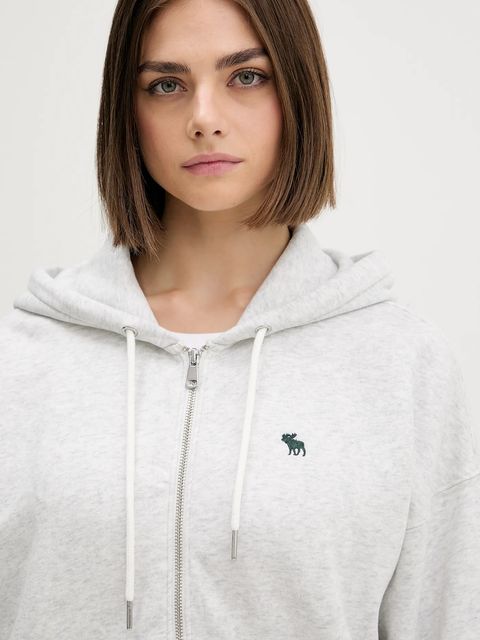 Abercrombie & Fitch bluza damska kolor szary z kapturem melanżowa KI152-5417-912