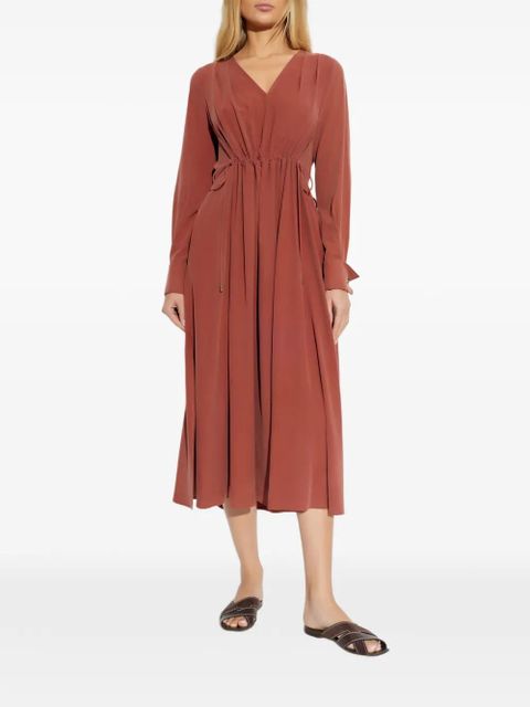 Max Mara V-neck tie midi dress - Brown