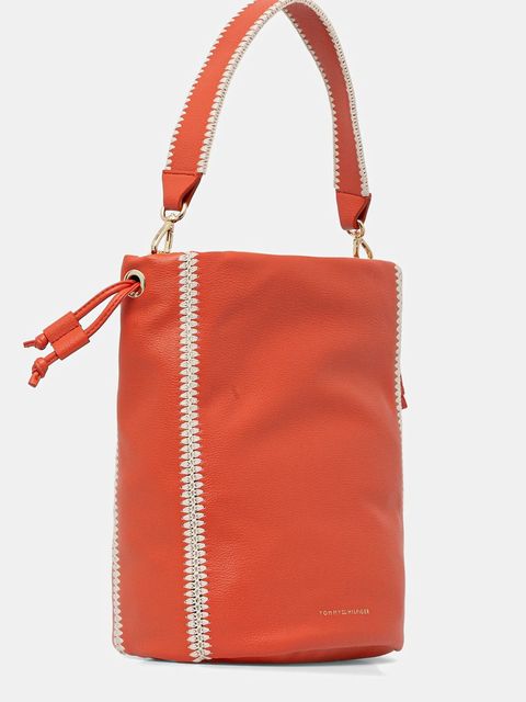Tommy Hilfiger torebka skórzana kolor pomarańczowy AW0AW17540 - zdjęcie produktu nr 2