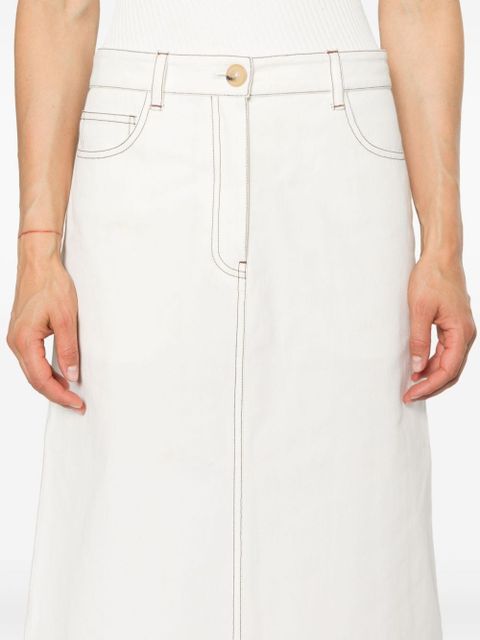 TOTEME contrast-stitching midi skirt - White