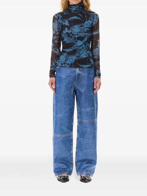 GANNI printed mesh top - Blue - zdjęcie produktu nr 2