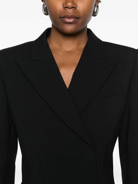Sportmax peak-lapels wool-blend blazer - Black