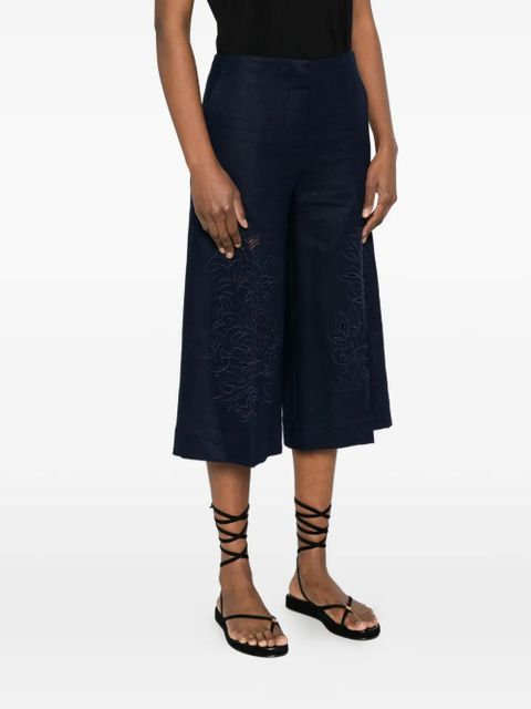 TWINSET floral-embroidered shorts - Blue