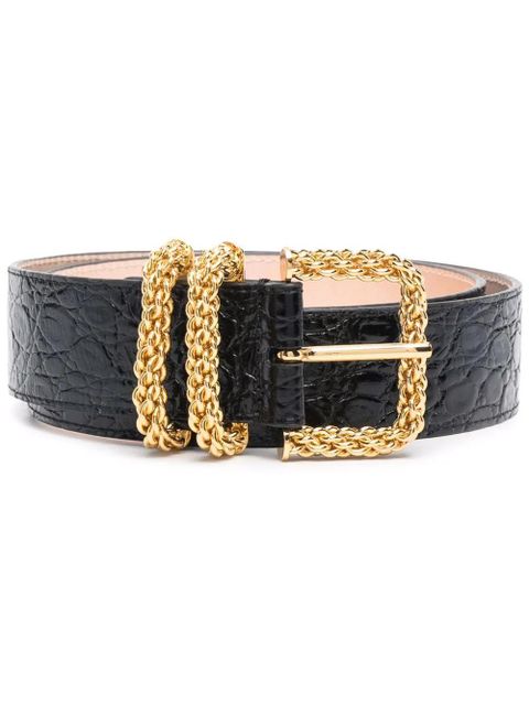 BY FAR Kat crocodile-effect leather belt - Black - zdjęcie produktu nr 1