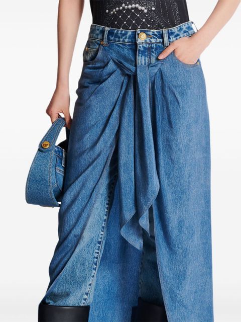 Balmain draped denim skirt - Blue - zdjęcie produktu nr 2