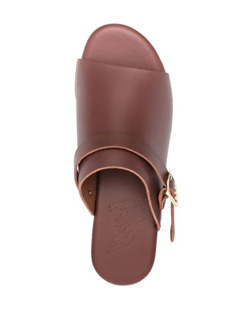 Ancient Greek Sandals buckled leather clogs - Brown