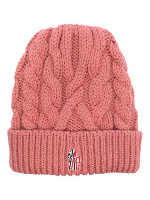 Moncler Grenoble cable-knit beanie hat - Pink - zdjęcie produktu nr 1