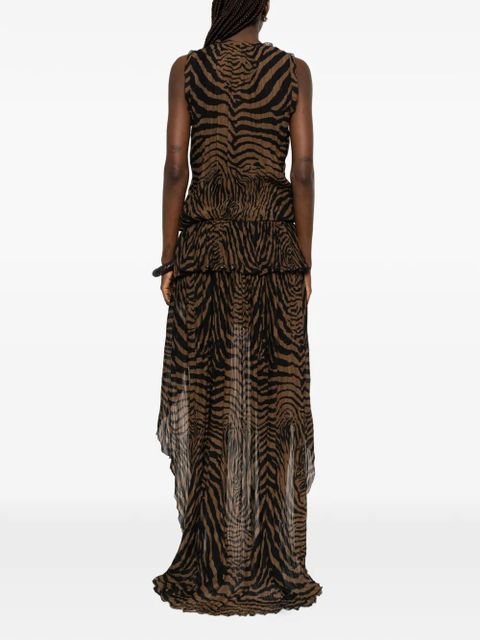 Blumarine ruffled zebra-print mini dress - Black