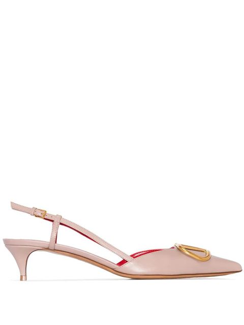 Valentino Garavani 40mm VLogo Signature slingback pumps - Neutrals - zdjęcie produktu nr 1