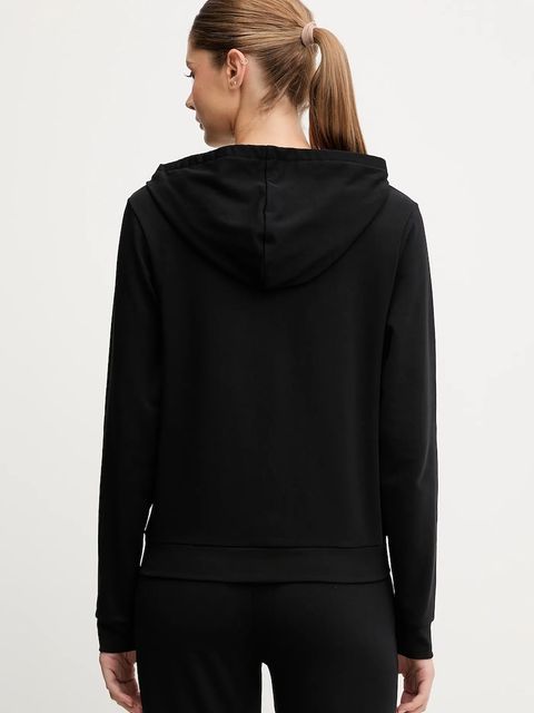 HUGO bluza lounge damska kolor czarny z kapturem z nadrukiem 50556350