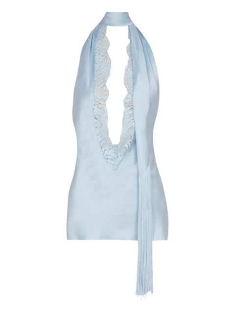 Balmain silk halterneck top - Blue - zdjęcie produktu nr 1