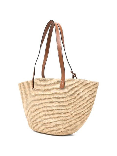 Manebi Basket raffia shoulder bag - Neutrals