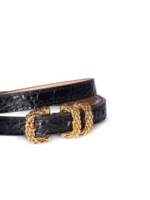 BY FAR embossed gold-tone buckle belt - Black - zdjęcie produktu nr 2