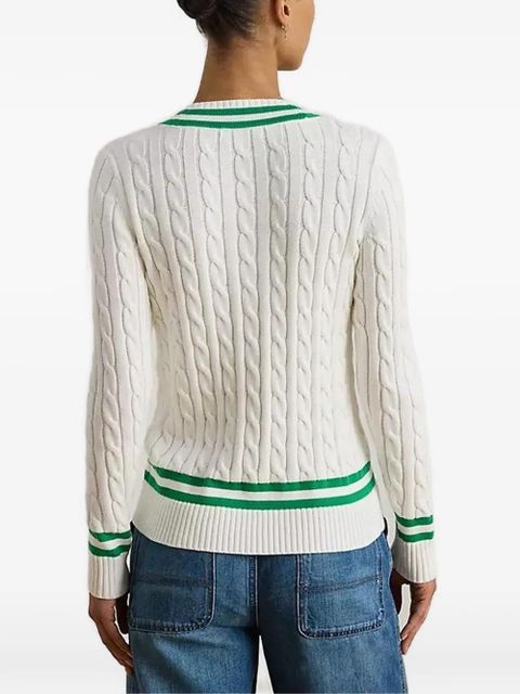 Lauren Ralph Lauren cable knit V-neck sweater - White