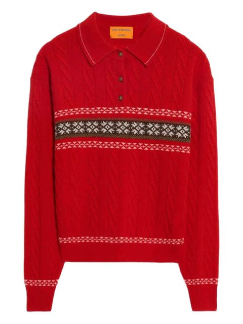 Guest In Residence patterned round-neck cashmere sweater - Red - zdjęcie produktu nr 1