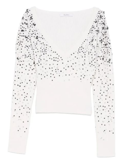 Max Mara sequin v-neck knitwear - White - zdjęcie produktu nr 1