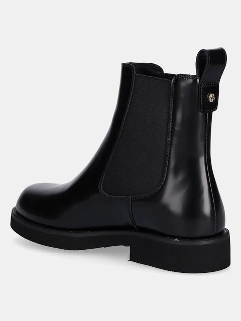 BOSS sztyblety skórzane Eleri damskie kolor czarny na płaskim obcasie 50552775