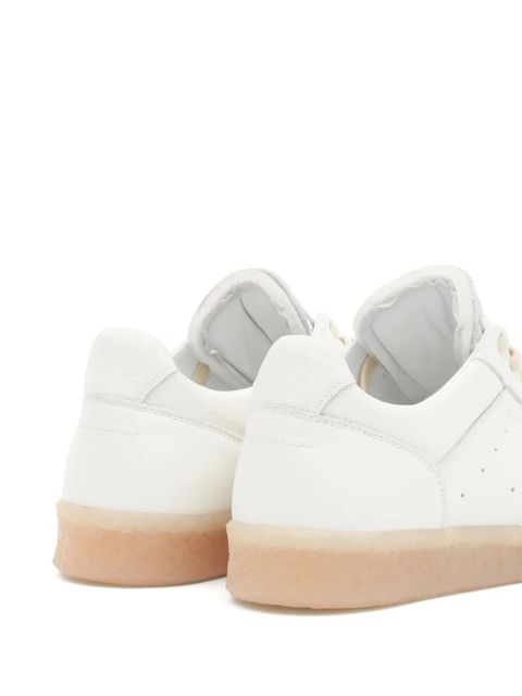 MM6 Maison Margiela stitch-logo leather sneakers - White