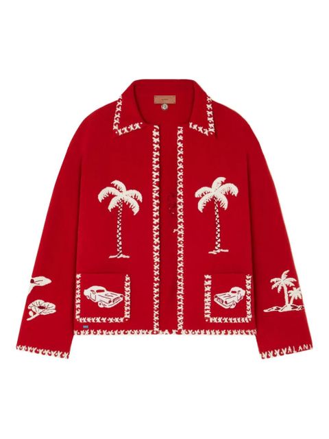 Alanui Remember Me palm-tree car wool jacket - 2701-Fire-White - zdjęcie produktu nr 1