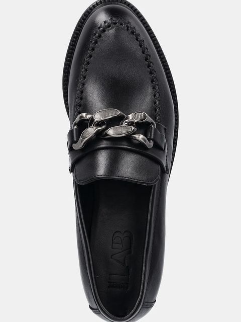 Answear.LAB mokasyny skórzane damskie kolor czarny na płaskim obcasie