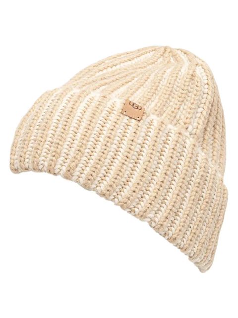 UGG ribbed logo-patch beanie set - Neutrals