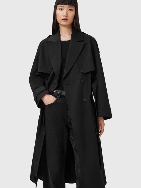 AllSaints trencz bawełniany CADENCE kolor czarny W004OD