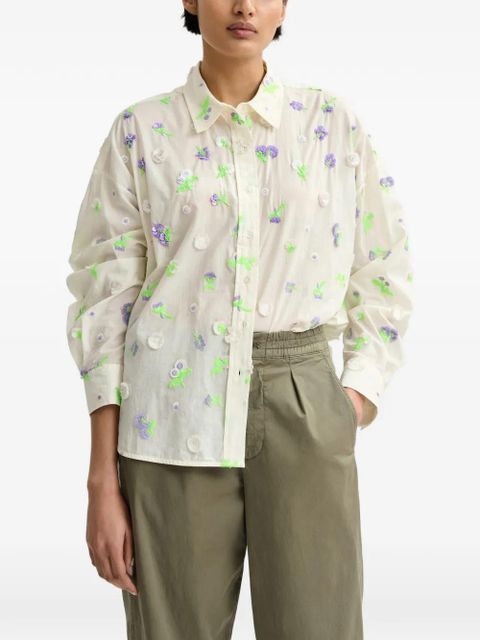 Essentiel Antwerp Jimena floral-embroidered shirt - White