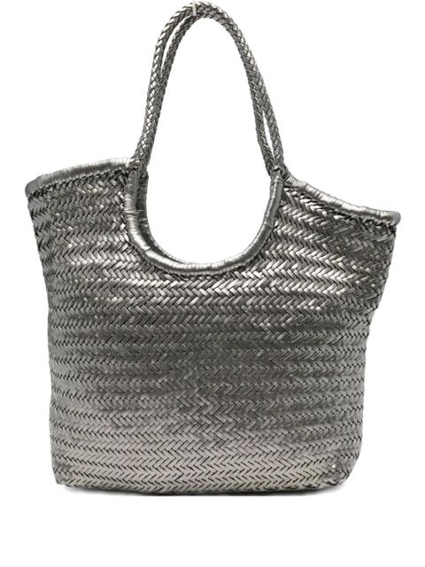 DRAGON DIFFUSION Diagonal woven tote bag - Grey