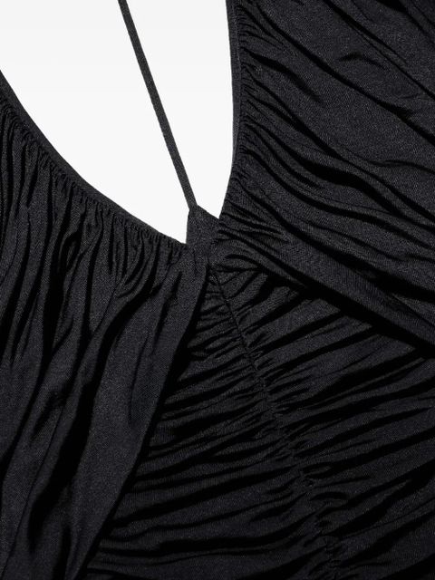 Self-Portrait halter ruched maxi dress - Black