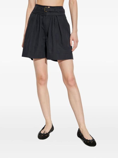 MARANT ÉTOILE Danica pleated belted shorts - Black