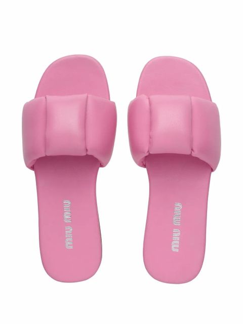 Miu Miu padded leather slides - Pink