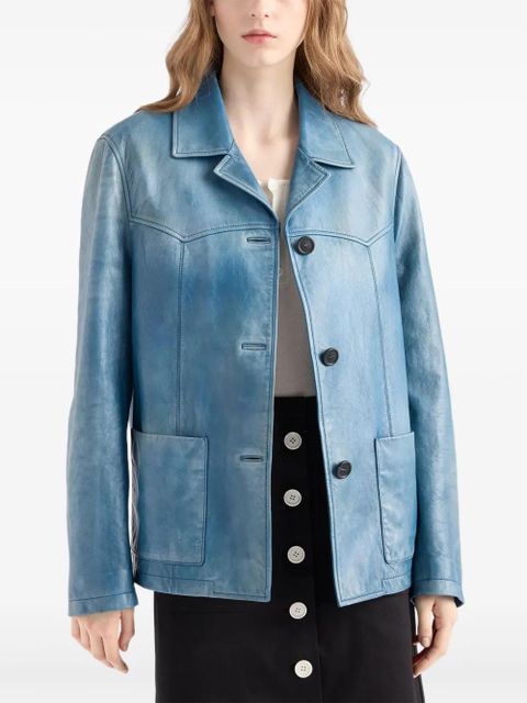 Prada washed leather jacket - Blue - zdjęcie produktu nr 2
